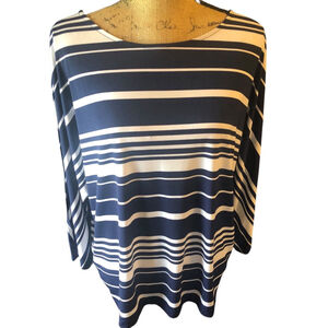 Easywear by Chico's Top Size 3 Blue White Striped